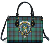 Stewart Old Ancient Tartan Crest Leather Handbag